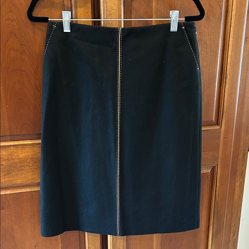 J. Crew Black Pencil Skirt with Stitch Detail